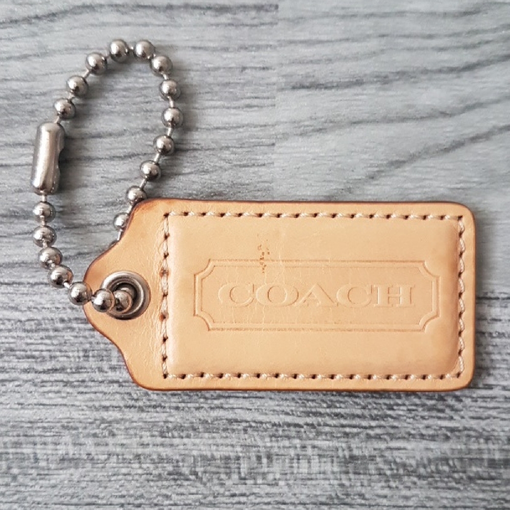 Coach Beige Leather Tag  Fob